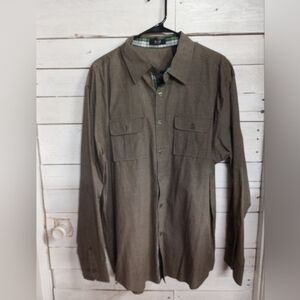 A(2)Z Men's Size XL Button Up Shirt, Contrasting Plaid Cuffs Collar, Casual Fit